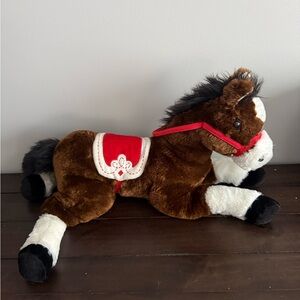 Toys R Us Plush Horse Stuffed Animal Brown White Red Saddle